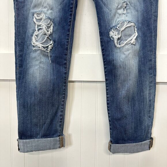 Judy Blue Jeans Womens 7/28 Blue Boyfriend Midrise Denim Distressed Medium Wash - Picture 4 of 12